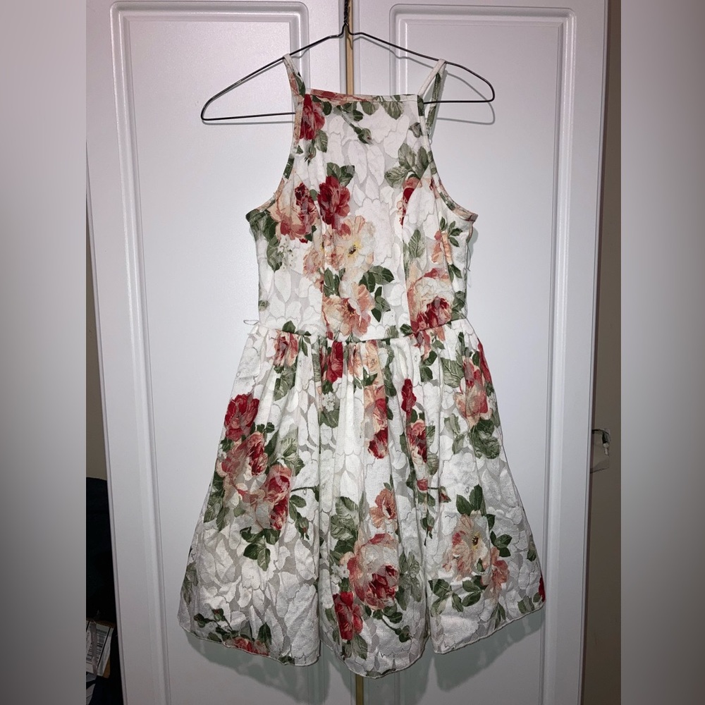 Bailey Blue Fit And Flare Dress Lace Floral Women Medium White